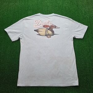 Drake Waterfowl Shirt Mens Large Light Green Teal Duck Decoy Graphic Hunting Tee